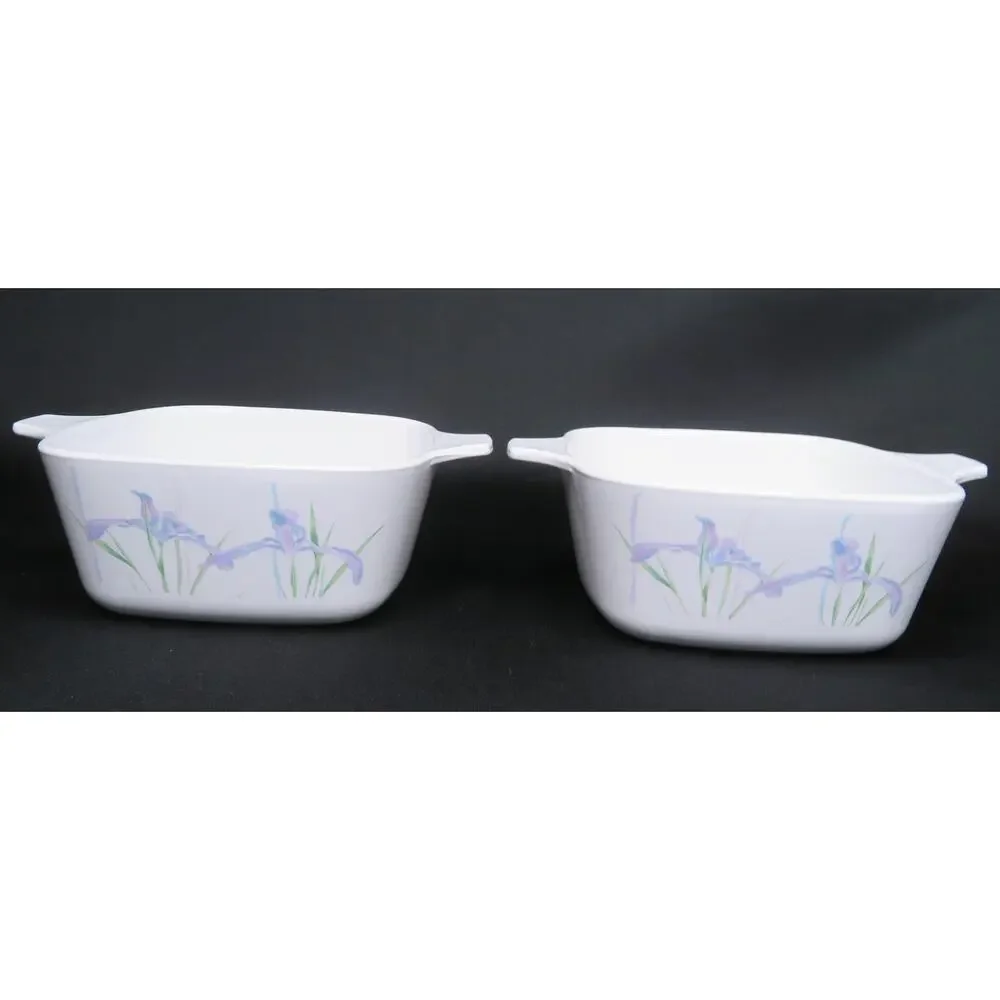 Vtg (2) CORNINGWARE Shadow Iris 3 Cup-Petite Pans P-13-B Rare